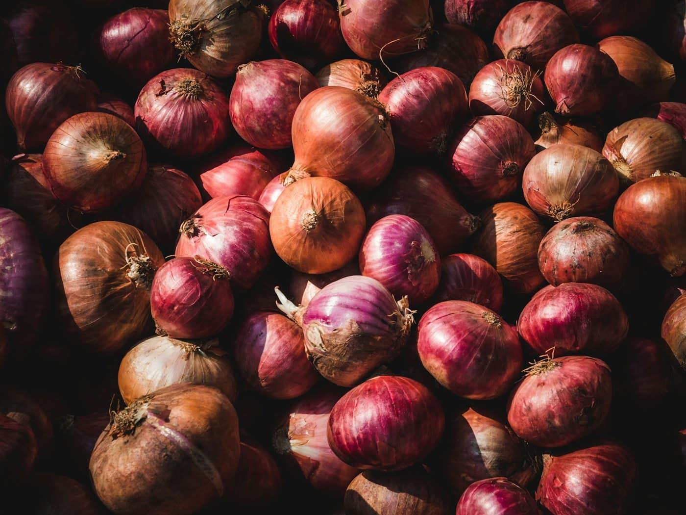 Bulk red onions, a common raw input for dehydrated food products